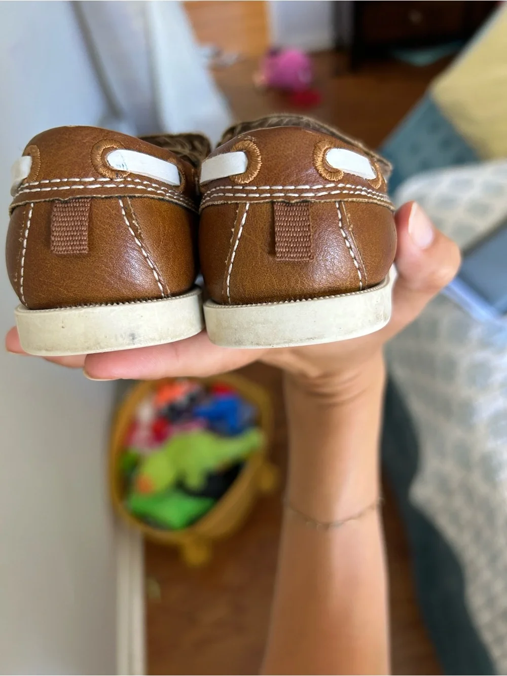 Toddler Boy Brown Leather Boat Shoes - Classic Slip-On Style Dressy Carters Fall